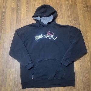 Vintage Quiksilver Big Logo Baggy Hoodie Men’s Medium Black C41